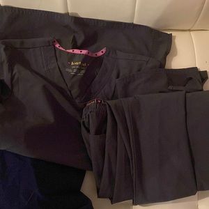 Heart soul grey scrubs xxs set